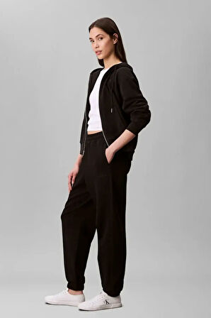 Kadın French Terry Logolu Eşofman Altı - Siyah | L