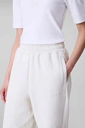 Kadın French Terry Logolu Eşofman Altı - Ekru | S