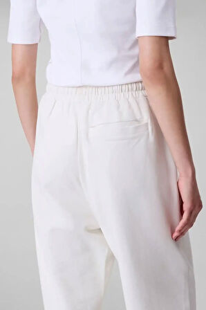 Kadın French Terry Logolu Eşofman Altı - Ekru | M