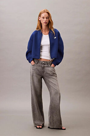 Calvin Klein Jeans Bol Kesim Scuba Kumaş Fermuarlı Bomber Kadın Ceket LV047C524G-6A8