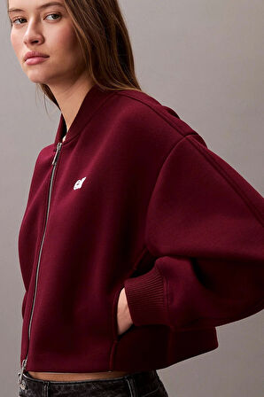 Calvin Klein Jeans Bol Kesim Scuba Kumaş Fermuarlı Bomber Kadın Ceket LV047C524G-VLP