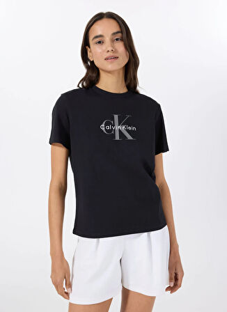 Calvin Klein Jeans Bisiklet Yaka Düz Siyah Kadın T-Shirt LV047B864GUB1