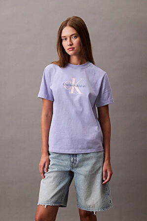 Kadın Ck Hero Classic Mono T-Shirt - Mor | 2XS