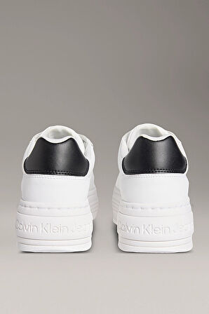 Kadın Kalın Platform Tabanlı Sneaker - Beyaz/Siyah | 39