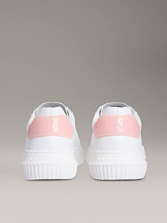 Calvin Klein Jeans Kadın Kalın Tabanlı Arma Detaylı Deri Beyaz Sneaker YW0YW01846-0LD
