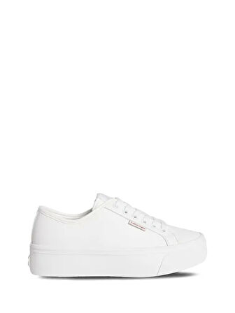 Calvin Klein Jeans Kadın Deri Düz Platform Beyaz Sneaker YW0YW01886-YAF