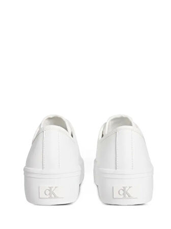 Calvin Klein Jeans Kadın Deri Düz Platform Beyaz Sneaker YW0YW01886-YAF