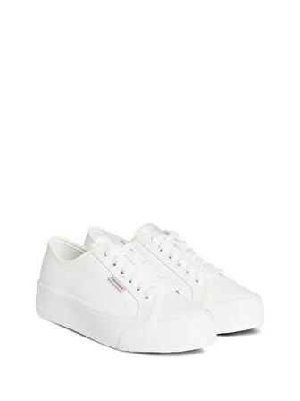 Calvin Klein Jeans Kadın Deri Düz Platform Beyaz Sneaker YW0YW01886-YAF