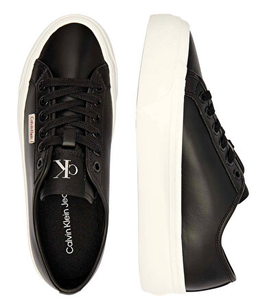 Calvin Klein Jeans Kadın Deri Düz Platform Siyah Sneaker YW0YW01886-BEH