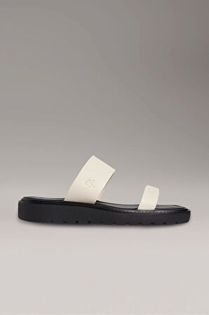 Calvin Klein Jeans Halat Detaylı Yumuşak Deri Monogramlı Kadın Sandalet YW0YW01864-0HG