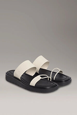 Calvin Klein Jeans Halat Detaylı Yumuşak Deri Monogramlı Kadın Sandalet YW0YW01864-0HG