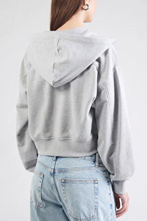 Calvin Klein Jeans A- FRENCH TERRY BADGE LOGO FZ HO Kadın Gri Sweatshirt LV047C216G-P79