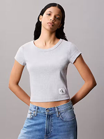 CALVIN KLEIN Kadın Marka Logolu Pamuklu Günlük Kullanıma Uygun Gri T-Shirt LV047C200G P79