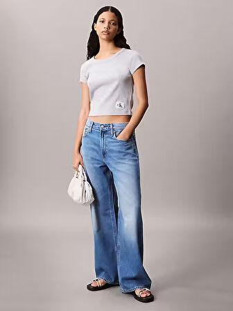 CALVIN KLEIN Kadın Marka Logolu Pamuklu Günlük Kullanıma Uygun Gri T-Shirt LV047C200G P79