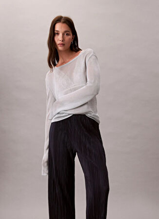 Calvin Klein Yüksek Bel Geniş Fit Mavi Kadın Pantolon LV044A200GCJM