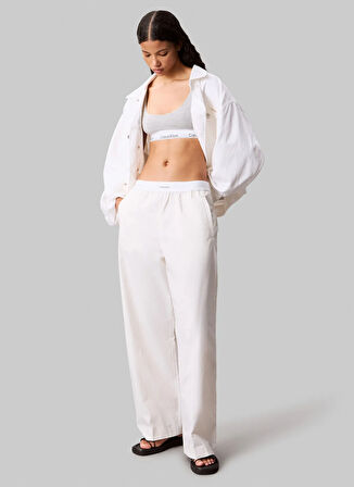 Calvin Klein Jeans Yüksek Bel Relaxed Beyaz Kadın Pantolon LV044C403GYAD
