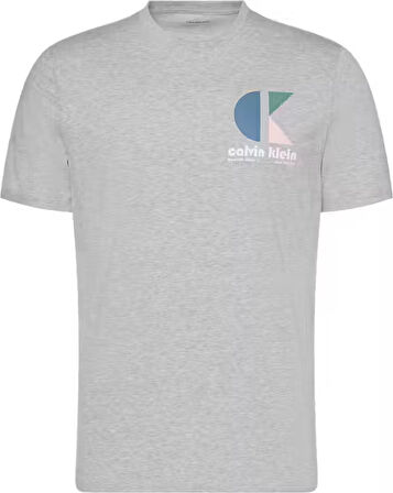 CALVIN KLEIN Erkek Marka Logolu Organik Pamuklu Günlük Kullanıma Uygun Gri T-Shirt LV04RC843G P79