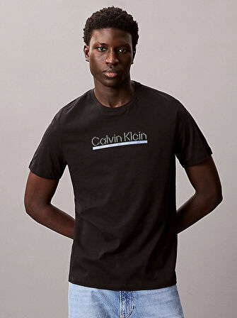 Calvin Klein SS 30s EU SP OUTLINE TAPE GRAPHI Erkek SİYAH T-shirt LV04RC852G-UB1