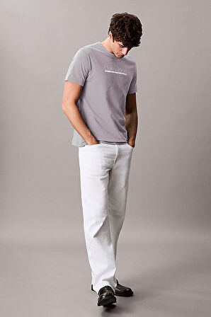 Erkek Kontur Grafik Baskılı T-Shirt - Gri | M