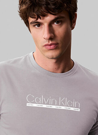 Calvin Klein Bisiklet Yaka Gri Erkek T-Shirt LV04RC852GPFP_SS 30s EU SP OUTLINE