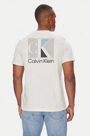 Erkek Soyut Grafik Baskılı T-Shirt - Krem | M