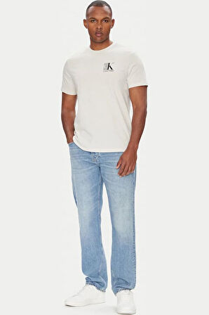 Erkek Soyut Grafik Baskılı T-Shirt - Krem | XL