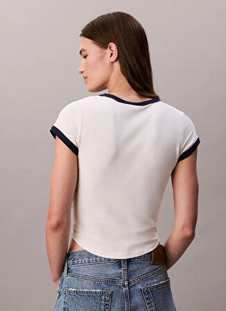 Calvin Klein Jeans Yuvarlak Yaka Baskılı Beyaz Kadın T-Shirt LV047C258GYAS