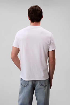 Erkek Regular Fit Logo Patch'li T-Shirt - Beyaz | L