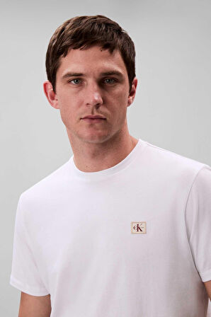 Erkek Regular Fit Logo Patch'li T-Shirt - Beyaz | XL