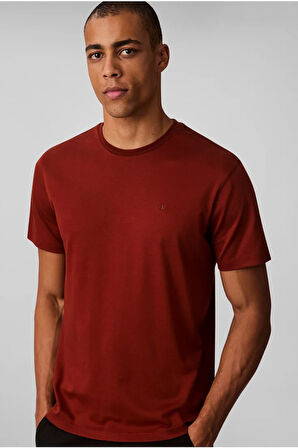 Erkek Supima Pamuk Slim Fit Bisiklet Yaka T-Shirt - Bordo | S