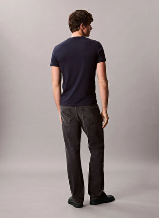 Calvin Klein Bisiklet Yaka Mavi Erkek T-Shirt LV04LC240GCEF_SS SLIM STRETCH COTTO