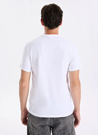 Calvin Klein Bisiklet Yaka Beyaz Erkek T-Shirt LV04LC240GYAF_SS SLIM STRETCH COTTO
