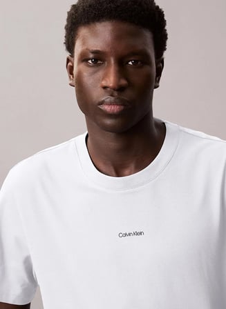 CALVIN KLEIN Erkek Marka Logolu Organik Pamuklu Günlük Kullanıma Uygun Beyaz T-Shirt LV04LC241G YAF