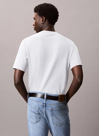 CALVIN KLEIN Erkek Marka Logolu Organik Pamuklu Günlük Kullanıma Uygun Beyaz T-Shirt LV04LC241G YAF