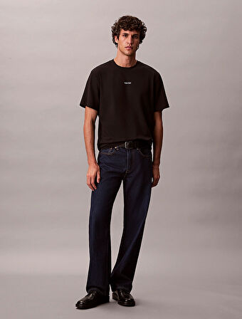 CALVIN KLEIN Erkek Marka Logolu Organik Pamuklu Günlük Kullanıma Uygun Siyah T-Shirt LV04LC241G UB1