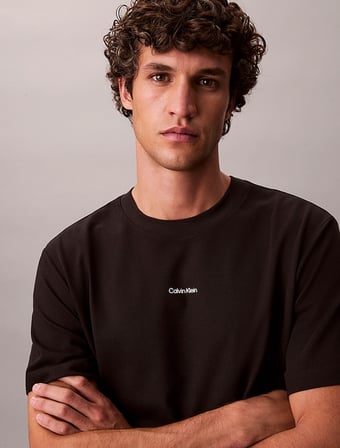 CALVIN KLEIN Erkek Marka Logolu Organik Pamuklu Günlük Kullanıma Uygun Siyah T-Shirt LV04LC241G UB1