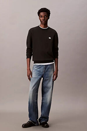 Erkek LS EU 350Terry Badge Sweatshirt - Siyah | M