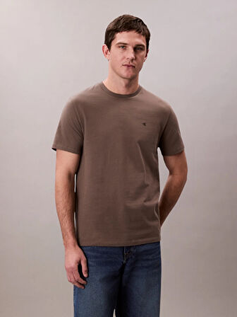 CALVIN KLEIN Erkek Marka Logolu Organik Pamuklu Günlük Kullanıma Uygun Gri T-Shirt LV040HM265 PDK