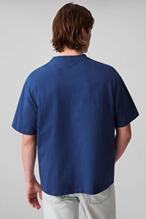 Erkek Center Chain Stitch T-Shirt - Mavi | S