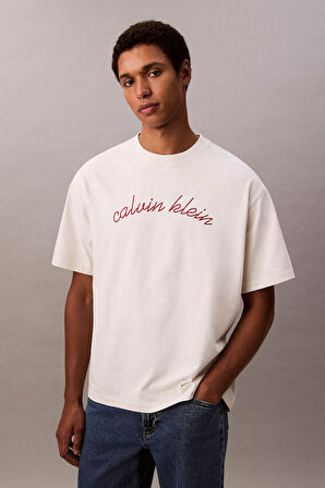 Erkek SS Center Chain Stitch 116 T-Shirt - Beyaz | XS