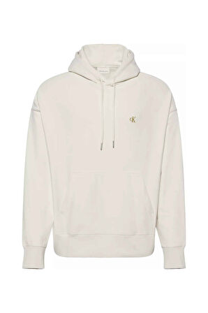 Erkek Regular Fit Kapüşonlu Logolu Sweatshirt - Krem | S