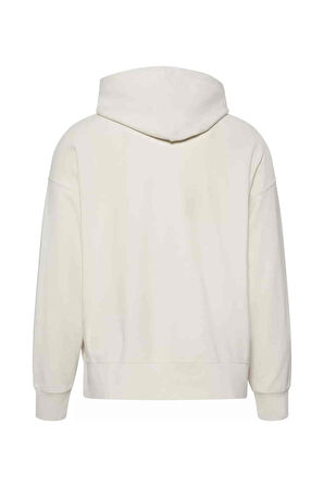 Erkek Regular Fit Kapüşonlu Logolu Sweatshirt - Krem | S