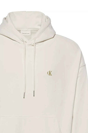 Erkek Regular Fit Kapüşonlu Logolu Sweatshirt - Krem | S