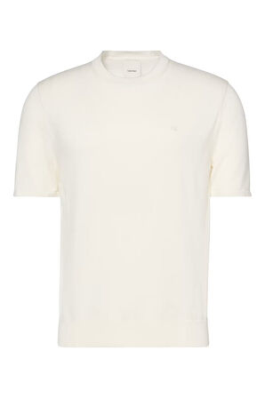 Erkek Kısa Kollu Supima Pamuklu T-Shirt - Ekru | S