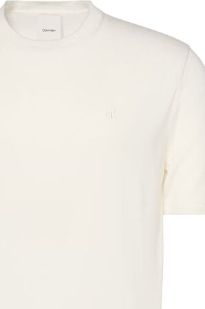 Erkek Kısa Kollu Supima Pamuklu T-Shirt - Ekru | S