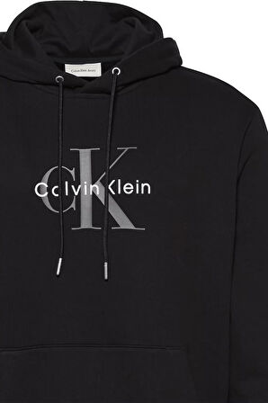Erkek Kapüşonlu Sweatshirt LS EU Monologo 350Terry - Siyah  | M