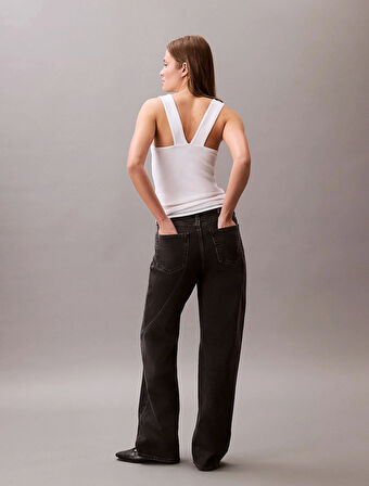 Calvin Klein Jeans SL COTTON RIB SOLID TANK Kadın Beyaz Bluz LV044C219G-YAA