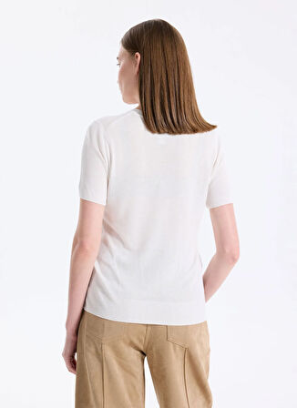 Calvin Klein Yuvarlak Yaka Standart Düz Beyaz Kazak Kadın LV044A307GYAS