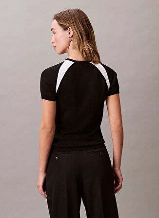 Calvin Klein Jeans Yuvarlak Yaka Standart Baskılı Siyah Kazak Kadın LV047C307GUB1