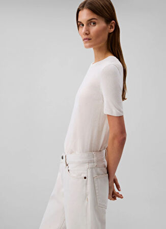 Calvin Klein Jeans Yüksek Bel Düz Paça Straight Beyaz Kadın Denim Pantolon LV047B919GASN